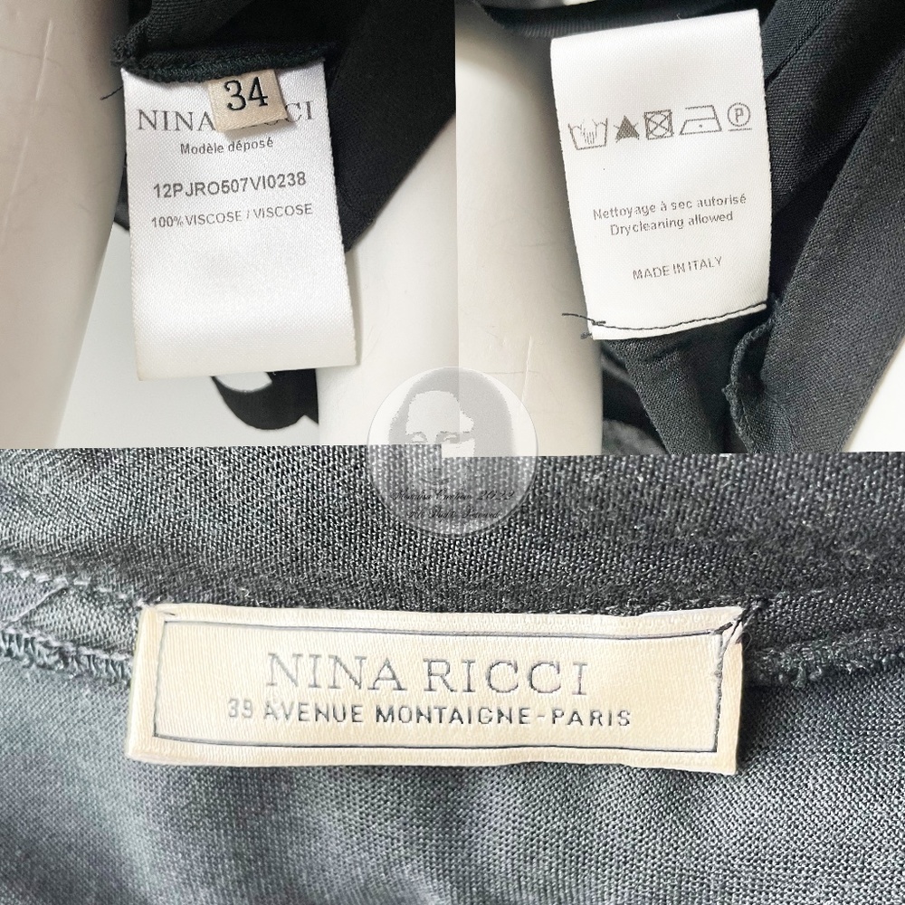 Nina Ricci Dress Mini LBD Little Black Dress Asymmetric Ruffles Size 34 Italy - Picture 8 of 9